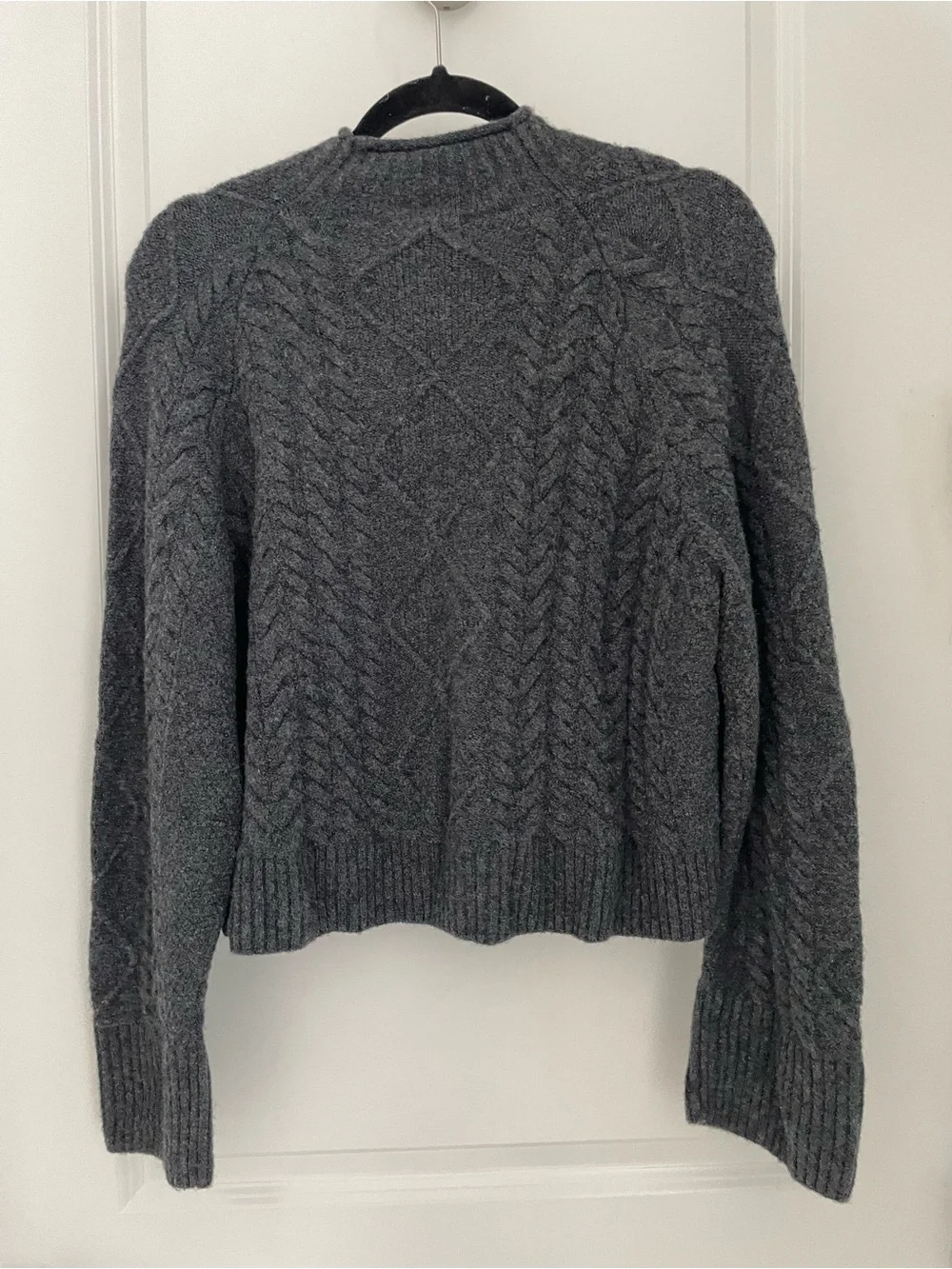 NEW J. Crew Cable-knit Rollneck sweater in Supersoft yarn Charcoal Gray NWT